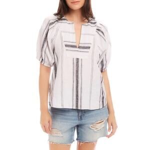 Fifteen Twenty Vienna Linen Top in Black And White  S